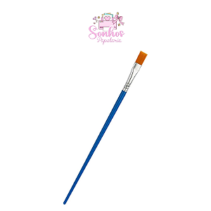 Pincel Escolar Azul de Cerdas Claras - Achatado | Macio