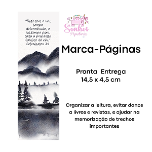 Marcador de Páginas - TUDO TEM O SEU TEMPO PB | KIT C/ 8 unid ( Vergê 180g / 14,5 x 4,5cm )
