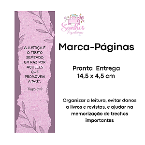 Marcador de Páginas - A JUSTIÇA É O FRUTO | KIT C/ 8 unid ( Vergê 180g / 14,5 x 4,5cm )