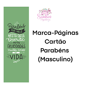Marcador de Páginas PARABÉNS PRA VOCÊ ( MASC.) PRONTA ENTREGA - Valor P/ Unid.