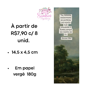 Marcador de Páginas - TU, SENHOR, CONSERVARÁS EM PERFEITA PAZ - | KIT C/ 8 unid ( Vergê 180g / 14,5 x 4,5cm )