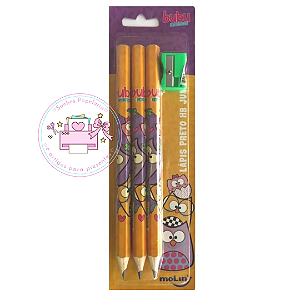 Kit Lápis JUMBO - Molin Bubu - 3 unid. ( C/ Apontador Jumbo Incluso)