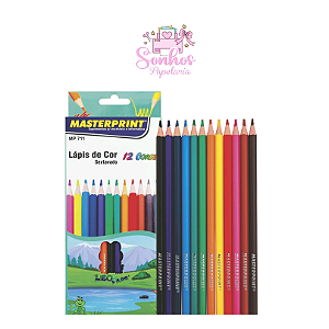 Caixa de Lápis de Cor Sextavado - MASTERPRINT c/ 12 Cores