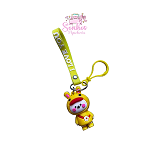 Chaveiro I LOVE YOU / Amarelo ( Emborrachado )