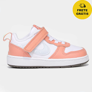 Tênis Nike Court Borough Kids Branco/Salmão