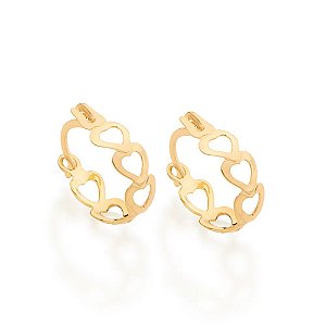 Brinco Argola Rommanel Corações Vazados 1,5cm 523351