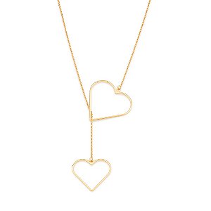 Colar Rommanel Gravata 2 Corações Gargantilha 72cm - 532186