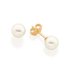Brinco Rommanel Bolinha 6mm Bola de Pérola - 520187