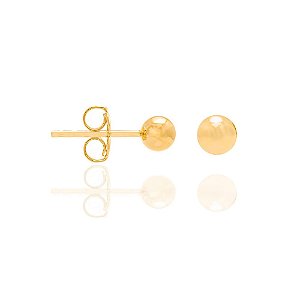 Brinco Rommanel bolinha 4mm Bola Folheada a ouro 18k- 520246