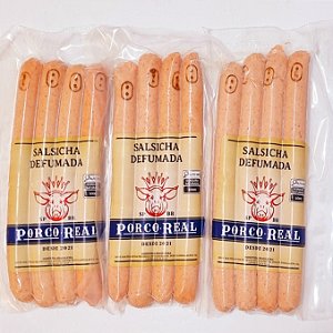 PORCO REAL - Kit 3 Pcts de Salsicha Defumada com quatro unids cada