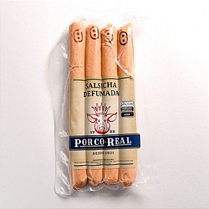 PORCO REAL - Salsicha Defumada com quatro unids - Peso variável entre 275 e 300g