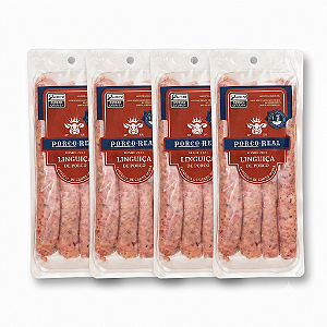 PORCO REAL - SUPER PROMO - Próximo ao Vencimento (23/07) - Kit 4 Pacotes de Linguiças Fininhas - 300g cada