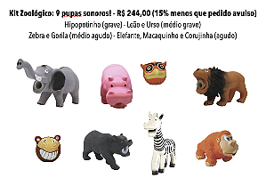 Kit de pupas - Zoológico (9 puppets sonoros!)