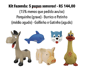 Kit de pupas Fazenda - 5 puppets sonoros!