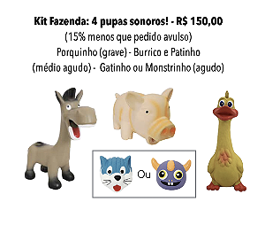 Kit de pupas Fazenda - 4 puppets sonoros!