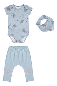 Conjunto Azul Fundo Do Mar com 3 peças