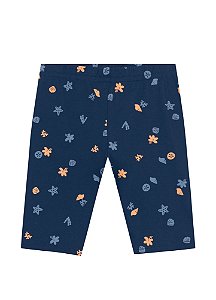 Bermuda Ciclista Azul Marinho Estampada