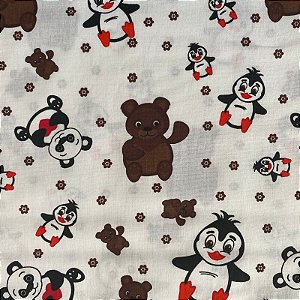 TRICOLINE ESTAMPADA (URSO E PINGUIM BRANCO)