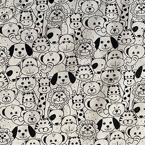 TRICOLINE ESTAMPADA (ANIMAIS PRETO E BRANCO)