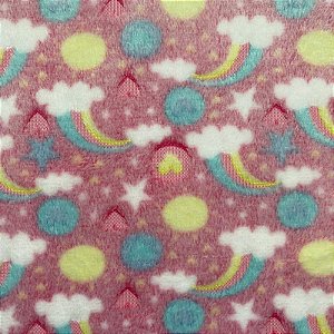 MANTA FLEECE 3D (ARCO-ÍRIS ROSA)