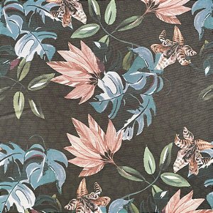 TULE ESTAMPADO (FOLHAGEM COM FUNFO PRETO)
