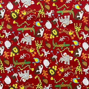 TRIOLINE ESTAMPADO PERIPAN (SAFARI FUNDO VERMELHO)