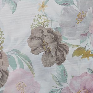 Percal 200 Fios Estampado | Flores Marrom e Rosa