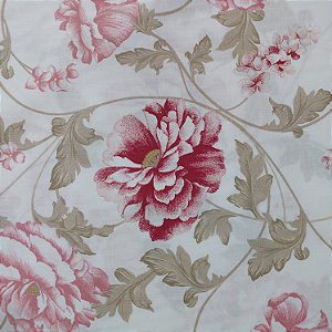 Percal 200 Fios Estampado | Flores Vermelha