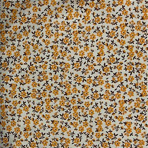 TRICOLINE ESTAMPADA | FLORES LARANJA COM FUNDO BEGE