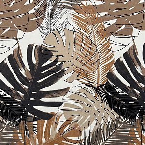 VISCOSE RAYON POPLIN PRTD | FOLHAS MARRONS