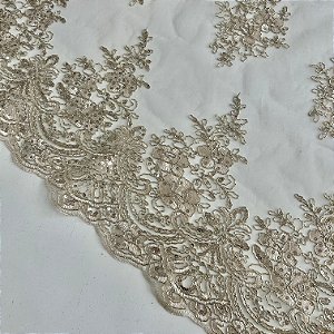 RENDA CORD METALIC | SPANGLE 100%POLIÉS BARRADA - 1,30 | DOURADA- 02