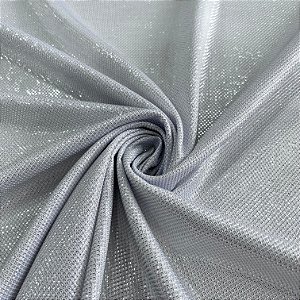 TECIDO MALHA SANTA MONICA | 1,40m - 4% Elastano | Branco Com Prata