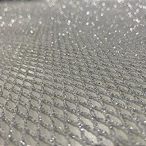 TELA ARRASTÃO COM GLITTER | 1,50 LARGu 100% POLIÉS | BRANCO GLITTER PRATA