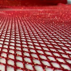 TELA ARRASTÃO COM GLITTER | 1,50 LARGU 100% POLIÉS | VERMELHO