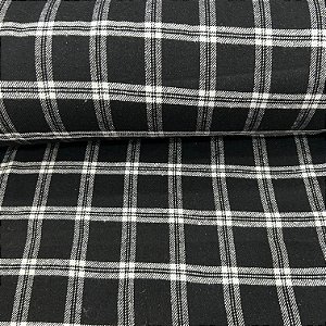 FLANELA XADREZ JAMAICA | 1,50 LARG | PRETO C/ BRANCO 2