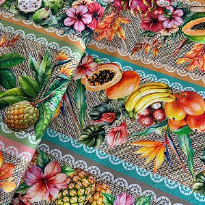 TRICOLINE ESTAMPADA DIGITAL 799 | 1,50LARG X 55CM  | FRUTAS 22