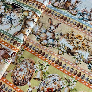 TRICOLINE ESTAMPADA DIGITAL PASCOA 799 | 1,50LARG X 55CM | 27
