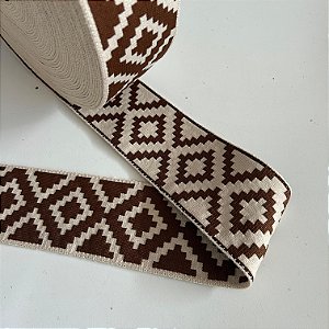 FAIXA PAMPA GAÚCHA E CAMPEIRA | 7,5CM LARGU | MARROM C/ BEGE