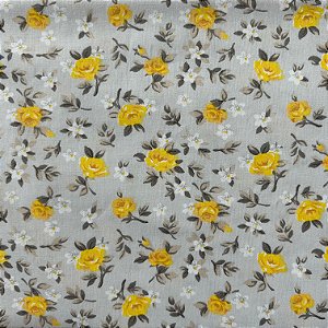 TRICOLINE FLORAL LÚCIA | 1,50 LARG X 0,50CM | 16 CINZA C/ AMARELO