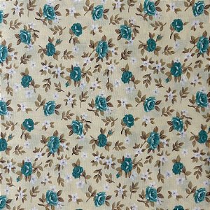 TRICOLINE FLORAL LÚCIA | 1,50 LARG X 0,50CM | 4 AMARELO C/ TURQUESA