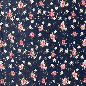 TRICOLINE FLORAL LÚCIA | 1,50 LARG X 0,50CM | 12 MARINHO