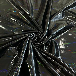 Tecido Malha Vinil Holográfico | 1,45m | Preto