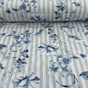 TECIDO PERCAL 150 FIOS | 100% ALGOD - 2,50m | FLORAL LISTRADO CIL.60165