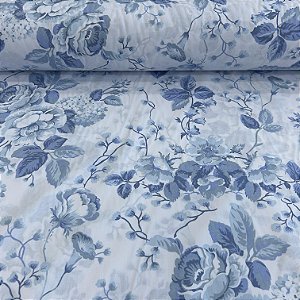 TECIDO PERCAL 200 FIOS | 100% ALGOD - 2,50m | FLORAL AZUL 2 CIL.4281