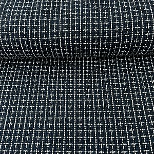 TECIDO TWEED  ALFAIATARIA | 1,50m | GEOMÉTRICO AZUL MARINHO