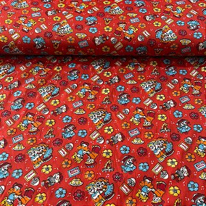TECIDO CHITÃO FLEX  | 1,50m - 100% Poliéster | JUNINA VERMELHO