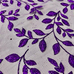 TULE COM GLITTER TULIPAS | 1,45m | ROXO