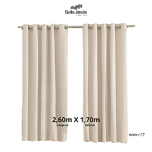 CORTINA BLACKOUT PVC CORTA LUZ | 2.60m x 1.70m | ILHOS -  AREIA / CZ