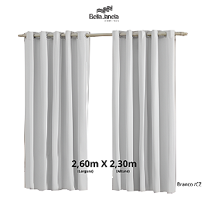 CORTINA BLACKOUT PVC CORTA LUZ | 2.60m x 2.30m |  ILHOS - BRANCO / CZ