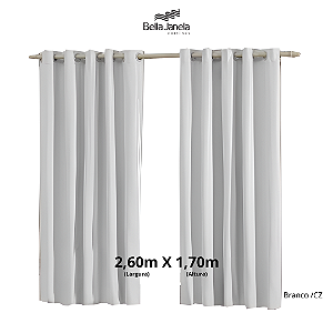 CORTINA BLACKOUT PVC CORTA LUZ | 2.60m x 1.70m | ILHOS -  BRANCO / CZ